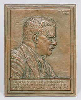 James Earl Fraser Bronze Plaque of President Theodore Roosevelt 1920