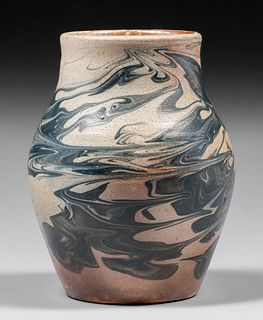 Auman Pottery - Seagrove, NC CB Masten Salt Glaze Swirl Vase c1929-1932