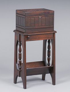 English Oak Standing Smokers Cabinet c1910