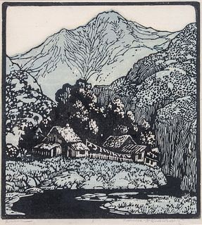 Frances H. Gearhart Color Woodcut â€œRinconâ€ 1930