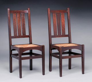 Pair Gustav Stickley - Harvey Ellis Designed Side Chairs c1905