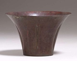 Early Dirk van Erp Hammered Copper Flared Vase c1909