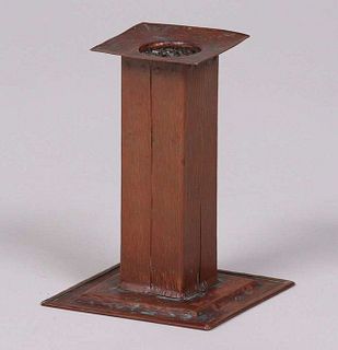 Page Laughlin Hammered Copper Square Candlestick c1910
