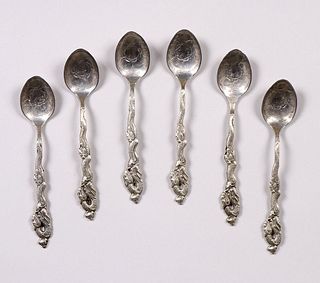 Set of 6 Japanese Nagasaki Dragon Spoons c1910