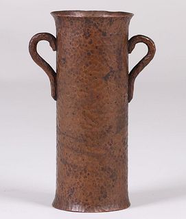 Arts & Crafts Hammered Copper Two-Handled Vase 1914