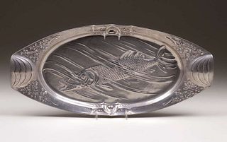 Art Nouveau Pewter Barracuda Tray c1900