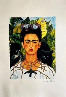 Frida Kahlo, 'Self-portrait with the black cat, Limited edition Lithograph, 1979