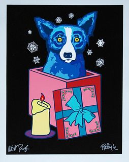 George Rodrigue - Blue Dog 'Midnight Surprise" Signed & Numbered Silkscreen