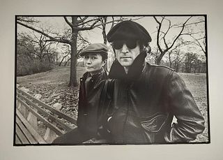 Allan Tannenbaum John Lennon and Yoko Ono, Central Park, 1980, Signed & numbered Silver Galtein