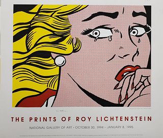 ROY LICHTENSTEIN, "CRYING GIRL 1994" HAND-SIGNED EXHIBITION POSTER