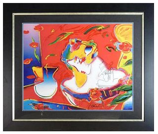 PETER MAX, MIXED MEDIA "WOMAN IN LOVE 2000" 24X30