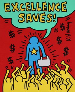 Keith Haring 'Excellence Saves', 1999 Japan Poster
