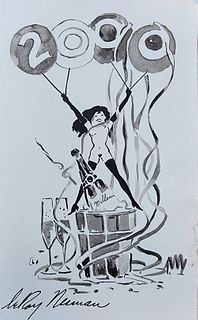 LeRoy Neiman, Femlin Celebrates New Year 2000 - Original Watercolor & Ink