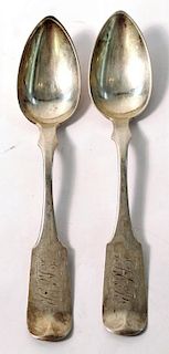 2 Philadelphia Silver Spoons, First Half 19th C.