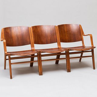 Peter Hvidt and Orla Molgaard for Hansen Mahogany and Birch Three Part Bench