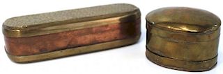 Antique Dutch Brass & Copper Tobacco Box & Rasp