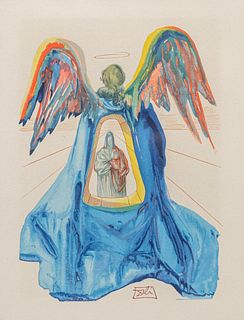 Salvador Dali Color Woodcut "Dante Purified" c1960s