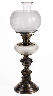 E. MILLER NO. 221 / "FLORA" FIGURAL STEM KEROSENE STAND LAMP