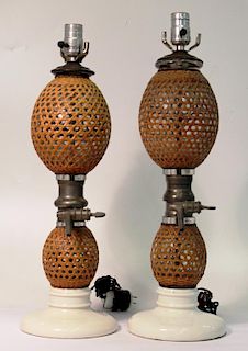 Pair of Antique French Gazogene Briet Table Lamps