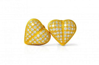 A Pair of Kieselstein-Cord Diamond and Gold Earrings