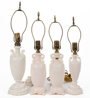 ALADDIN ALACITE GLASS ELECTRIC TABLE LAMPS, LOT OF FOUR