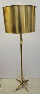 BRASS FLOOR LAMP AND SHADE 63"H X 17-1/2"DAIM SHADE
