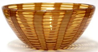 Gino Cenedese Murano Harvest Gold-Striped Bowl