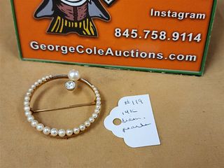 14K PIN W/DIAM AND PEARLS 3.5 DWT