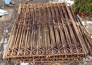 9 SECTION VINTAGE WROUGHT FENCING 82"H X 67 1/2"L