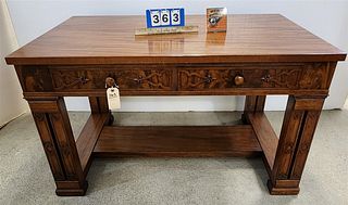MAHOG. 4 DRAWER DESK/LIBRARY TABLE 30"H X 50"W X 30"D