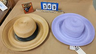 LOT 2 VINTAGE PATRICIA UNDERWOOD HATS FROM ROGER ROSS & ERIC BONGARTZ COLL. 5% PROCEEDS GO TO ELLENVILLE HOSPITAL FOUNDATION