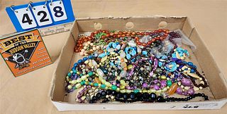 TRAY BEAD NECKLACES-STONE, PLASTIC, GLASS