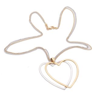 14k Yellow and White Gold Heart Necklace