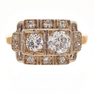 Art Deco Diamond, 14k Yellow Gold Ring