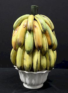 Large Ceramic Figural Bunch of Bananas in a Bowl