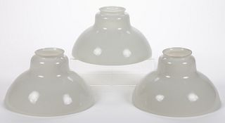 ALADDIN NO. 215 OPAQUE GLASS HANGING LAMP SHADES, LOT OF THREE