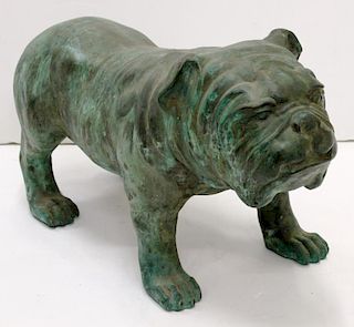 Vintage Life-Size Cast Copper Bulldog Figure