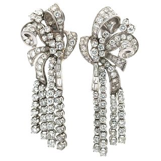 15.50 Ctw in Diamonds platinum Deco Earrings