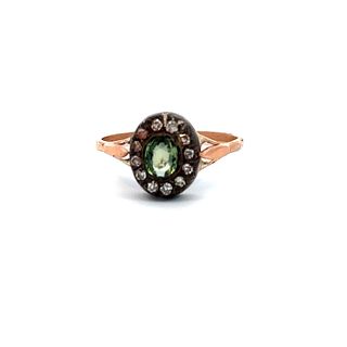 Tourmaline & Diamonds Cocktail Ring in 14k Gold and Silver