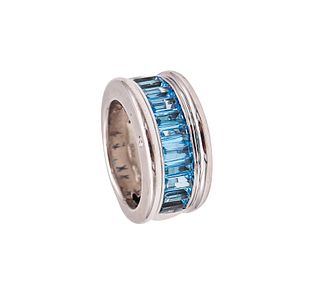 H. Stern Band Ring In 18Kt White Gold With 3.91 Ctw In Blue Topaz & Diamonds