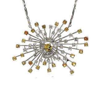 8.90 Ctw in Sapphires and Diamonds Platinum Pendant Necklace
