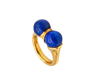 Modernist Greek Ring In 18K Gold with Lapis Lazuli