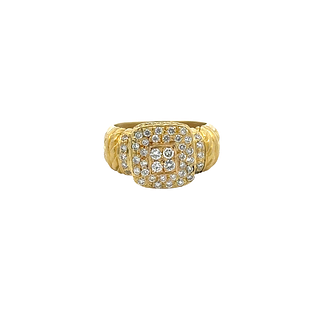Etruscan revival 18k Gold Ring with Diamonds