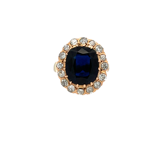 Sapphire & Diamonds 18k Gold antique Ring