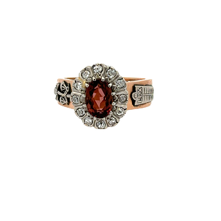 Garnet & Diamonds 14k Gold Ring
