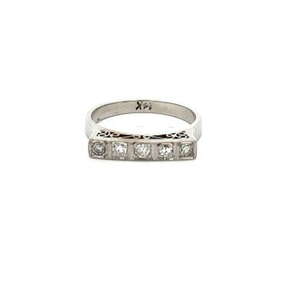 Art Deco 14k white Gold Ring with Diamonds