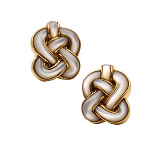Angela Cummings New York Knots Earrings in 18K Gold With Nacre