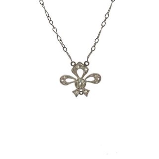 Platinum & 18k Gold Fleur de Lis Pendant Necklace with Diamonds