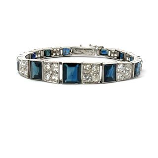 9.05 Ctw in Diamonds & Sapphires platinum Art Deco Bracelet