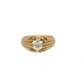 18k Gold Engagement Ring with Old mine Diamond